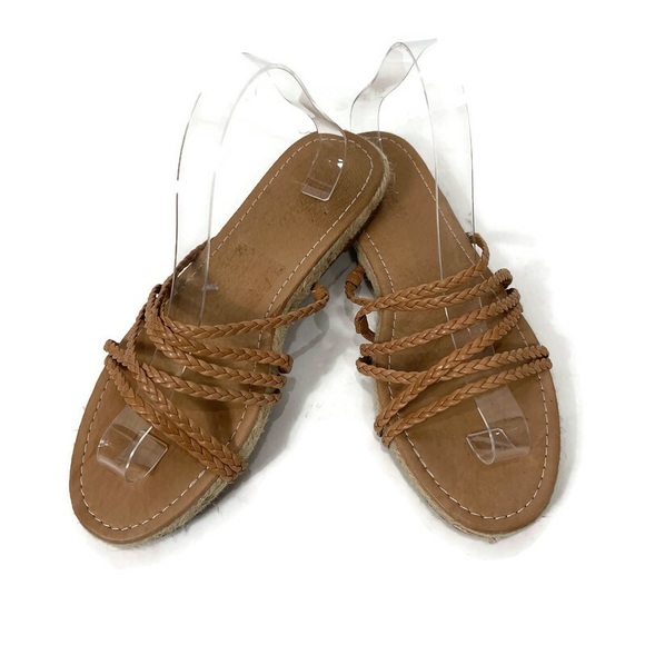 Madewell Kathryn Leather Braided Multi-Strap Espadrille Slide Sandal Size 11 - Picture 2 of 10